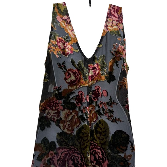 Sheer Floral Mini Sheer Boho Dress Made in US Sz L - Picture 7 of 10